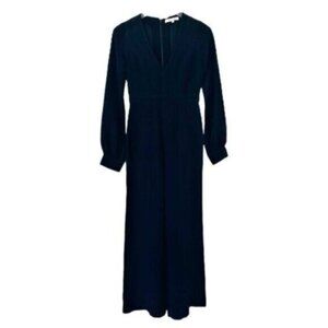 Alexis Wide Leg V Neck Velvet Button Long Sleeve Black Jumpsuit Size XS